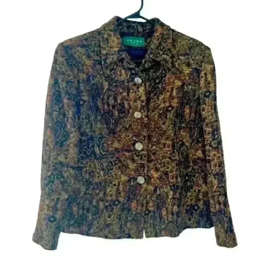 CARVEN PARIS BROWN MARBLE BLAZER SIZE 48